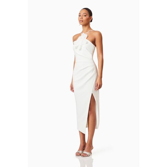 ELLIATT Janelle 3D Midi Dress In White Bachelorette Bridal Wedding size XL NWT - Picture 2 of 8